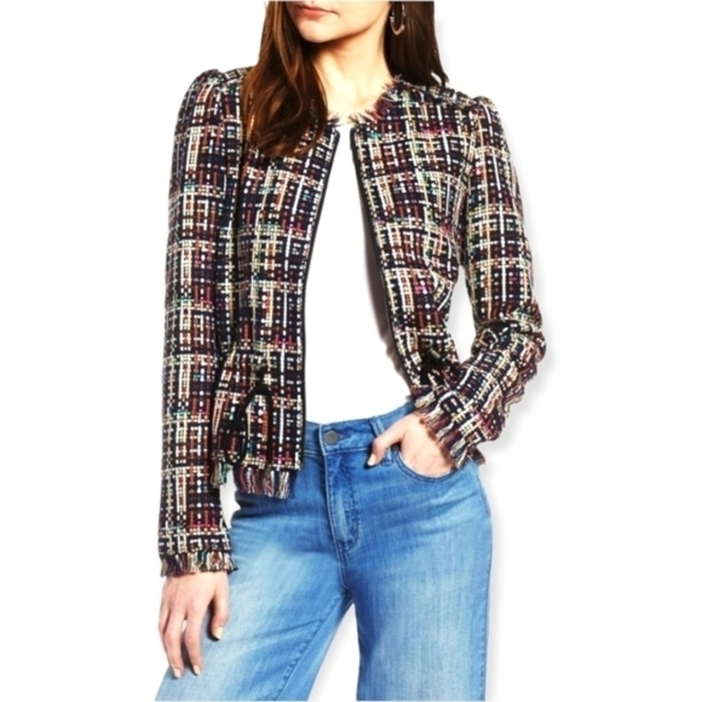 NEW Halogen Multi Colored Tweed Drawstring Waist Jacket - Picture 2 of 11